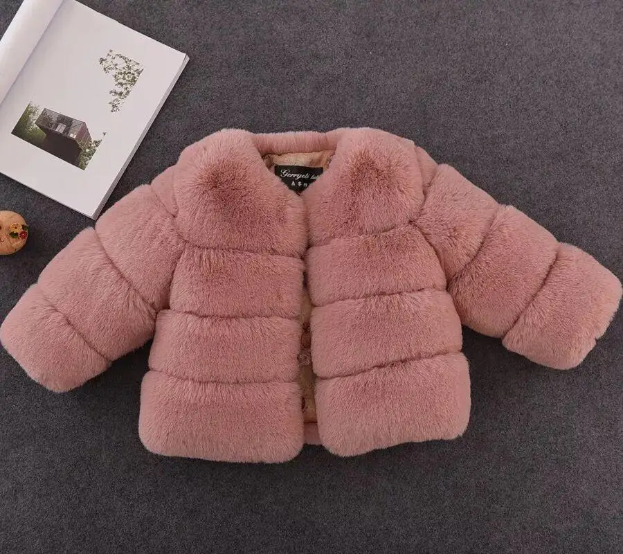 

2020 New Hot Sell Winter Girls Fur Coat Elegant Girl Faux Fur Jackets Coats Thick Warm Parka Kids Outerwear Clothes Girls Coat, As picture