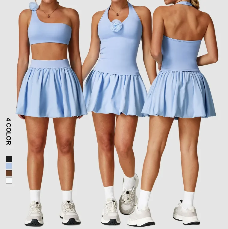 Custom Logo Quick Dry Tennis Wear Golf Sports Skirt Breathable Lightweight Tennis Skirt Sets Women 2 Piece Outfits for Summer