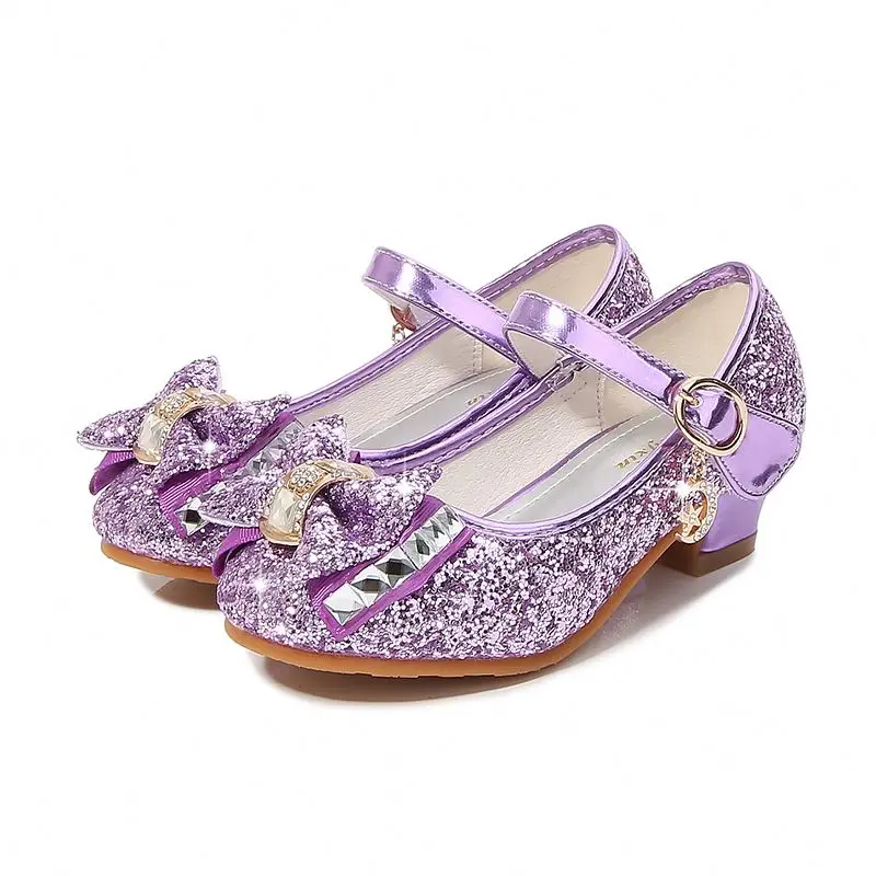 

Factory Children's crystal kids high heel girls sequin children's small princess student performance shoes