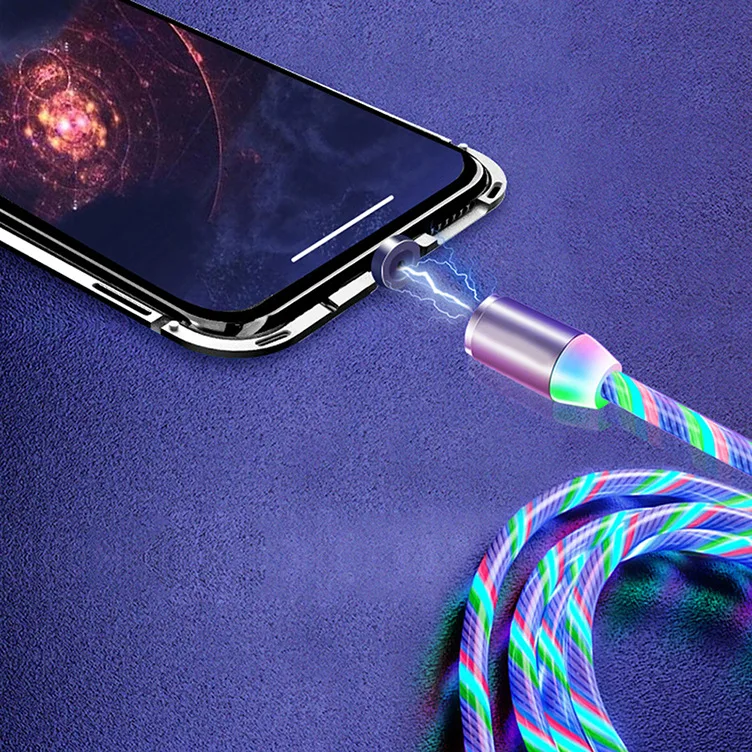 

[HOT Selling ]3 in 1led streamer USB C cable for car Fast Charging magnetic charging cable, Blue/red/green