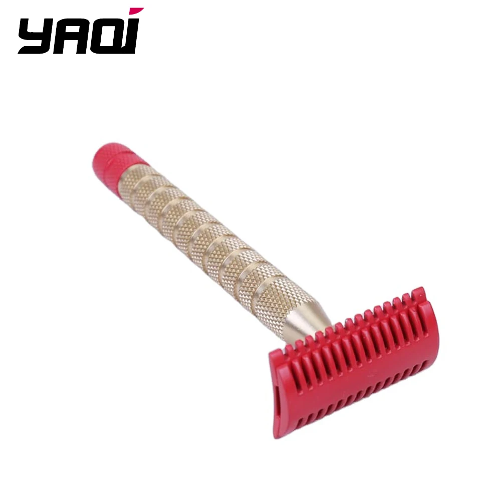 

Yaqi Long Red And Brass Color Double Edge Blade men Durable Shaving Razor Reusable