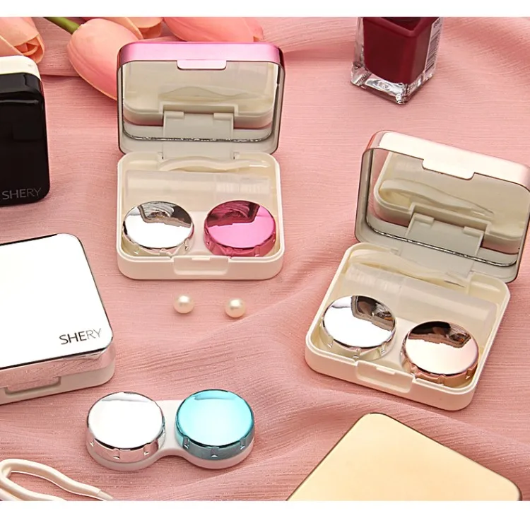 

[ hot ] eyekan mirror surface fashion contact lenses case cool combination box custom LOGO, Customized