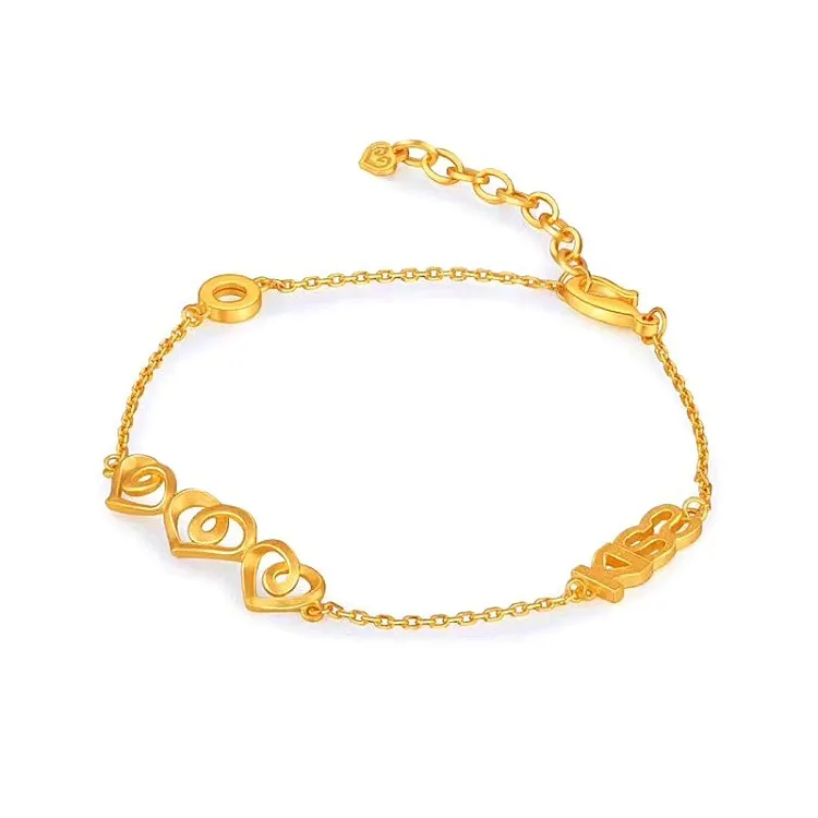 

Gold Plated Matte Flower And Leaf Love Shape Bracelet Exquisite Craftsmanship Gold Ladies Jewelry