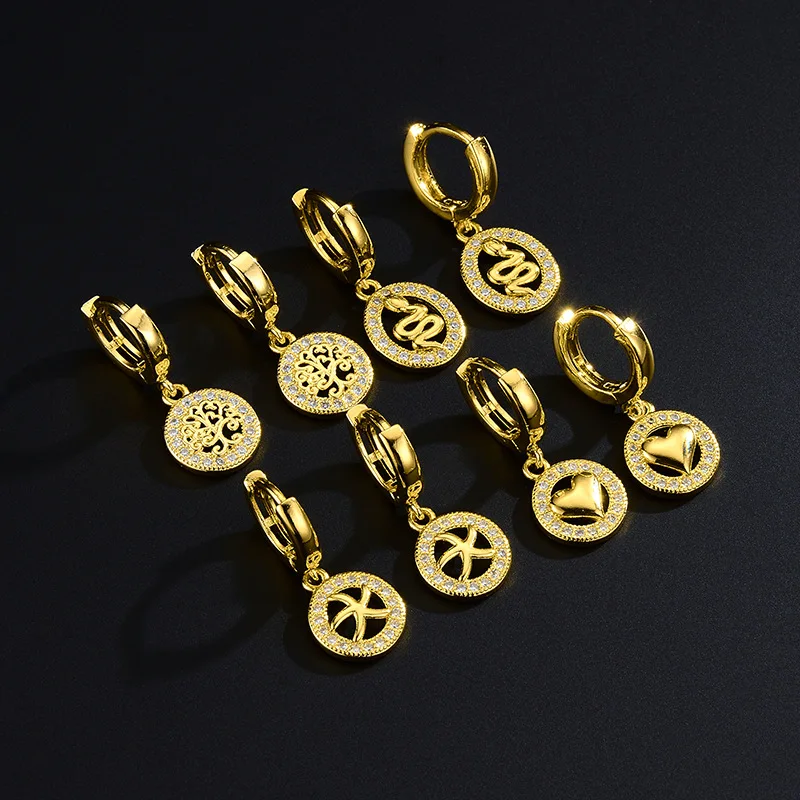 

Jewelry Wholesale Luxury full Crystal Peace Shaped Sign Charms Pendant With Lobster Clip Earring Hoop, Tree of life earring