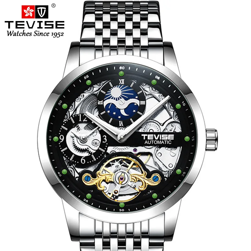 

Promotional Full Stainless Steel Watch Men Skeleton Mechanical Custom LOGO Watch Male Clock Automatic Watch OEM, Optional