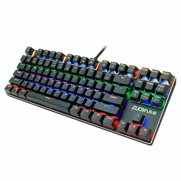 

ZUOYA 87 keys mechanical keyboard blue switch red switch gaming keyboard RGB wired Backlit keyboards support English Russian