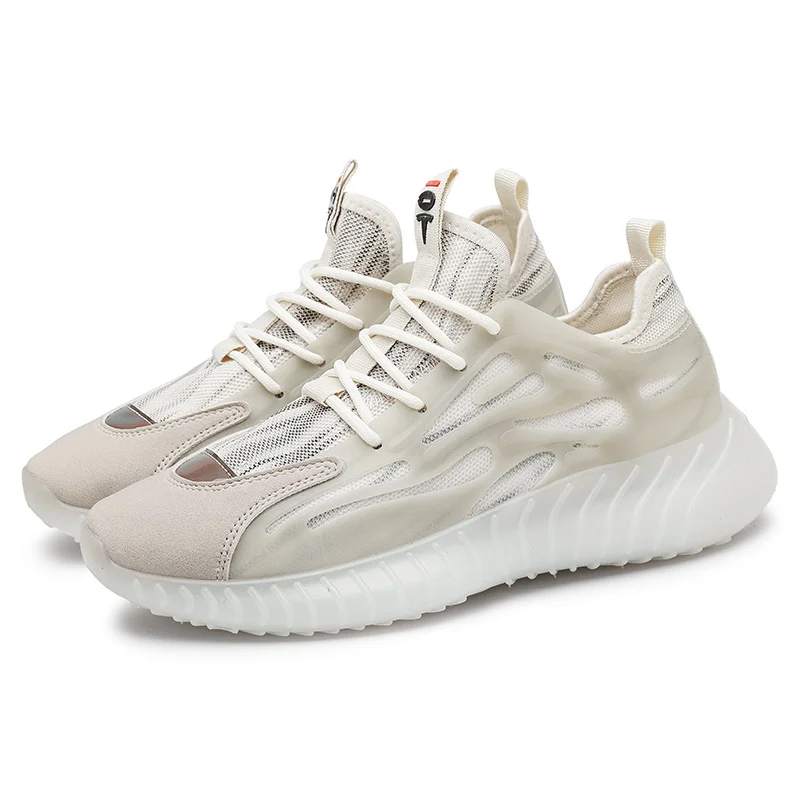 

Men Sport shoes Glow running shoes casual athletic Sneakers shoes stock, Blue/beige/black