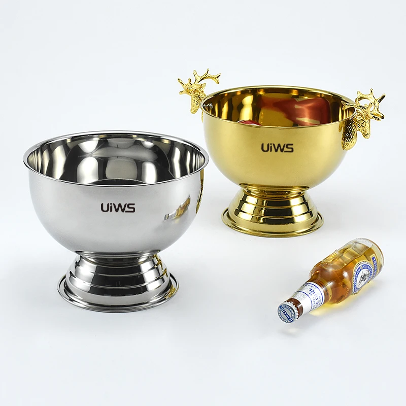 

Custom logo stainless steel wine beer ice bucket hotel restaurant high capacity ice bucket, Customized color