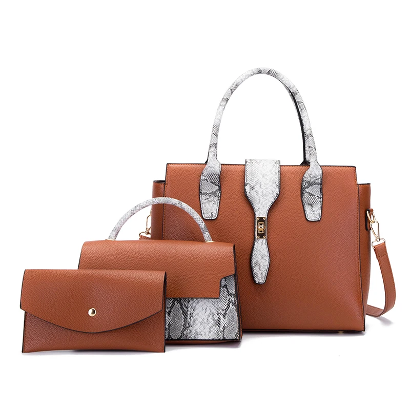 

2022 Hot Sale Drop Shipping 3 Pieces PU Leather Tote Hand Bag Women Luxury Tassel Handbag Set, 4 colors