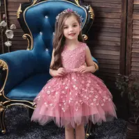 

Flower Girls Princess Dress girl pink Wedding dress for 3 years old Layered evening dress for Party