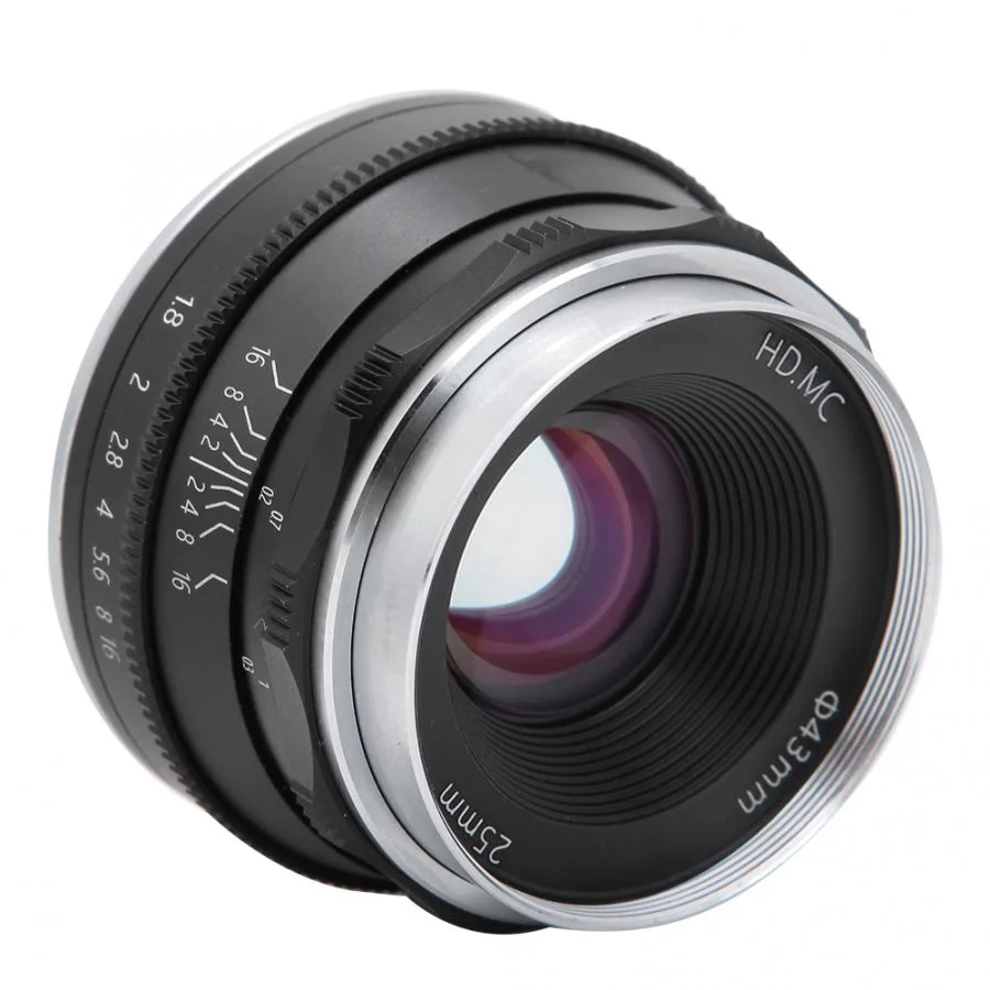 

APS-C Camera Lens for Canon SONY NIKON Olympus Fujitsu camera 25mm M43 FX E/EOS-M Mout F1.8-16, Black