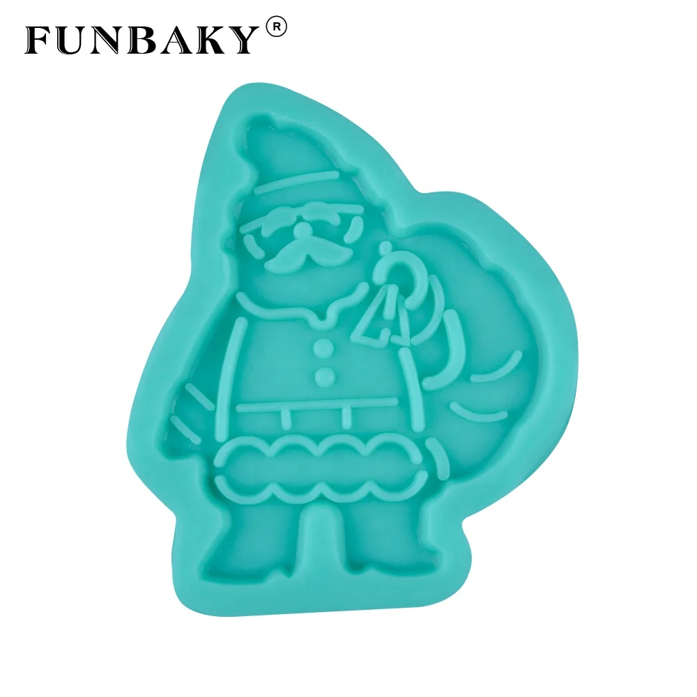 

FUNBAKY JSF262 Santa Claus shape cookies silicone mold human biscuit molds cake decorating tools, Customized color