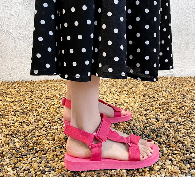 

2021 summer new design solid color women flat sandals summer plus size sandals