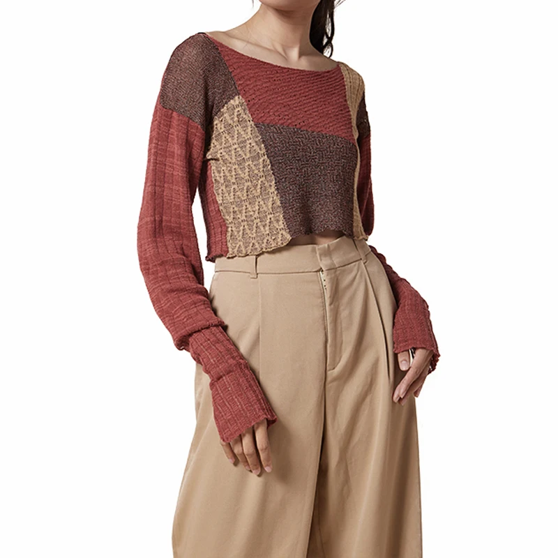 
2021 Amazon Supplier Factory Price Ladies Cotton Knit Pullover Sweater Ladies Truncated style Cable Knit Jumper Women 