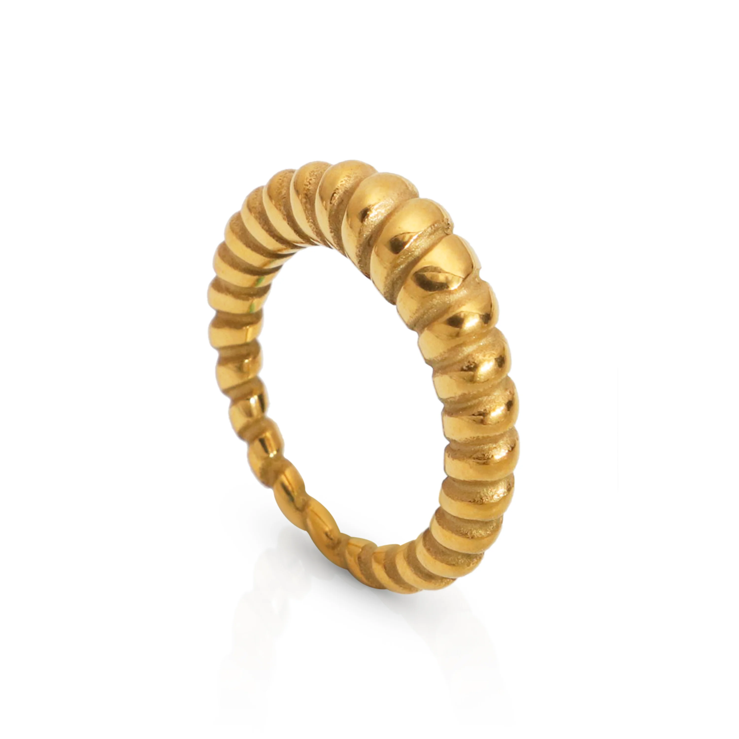 Chris April PVD gold plating 316L stainless steel minimalist croissant gold ring s