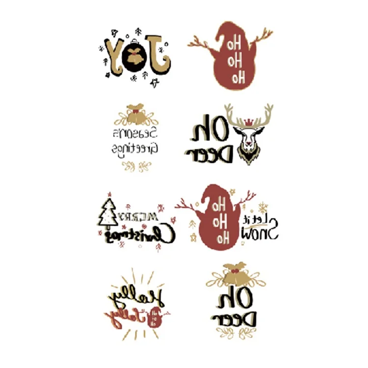 

2021 wholesale small simple custom pattern Christmas waterproof tattoo stickers, Metallic / colorful / customized