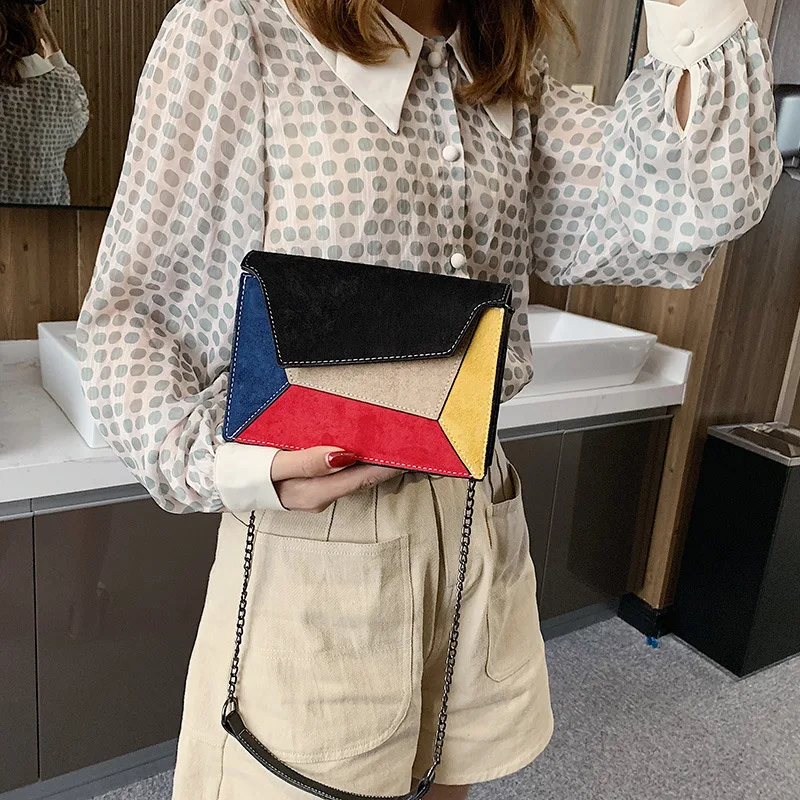 

Female 2021 New Small Square Bag Hit Color Shoulder Bag Fashion Versatile Multi-layer Messenger Bag