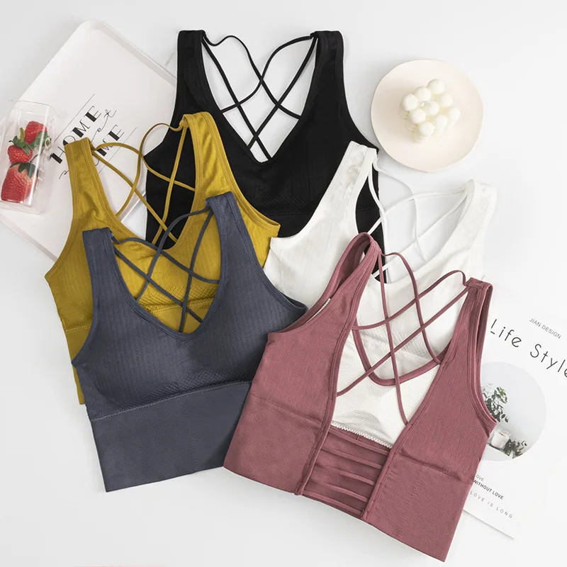 

2021 new design seamless sports yoga sport vest bralette women full coverage cotton lingerie bralette seamless Bra