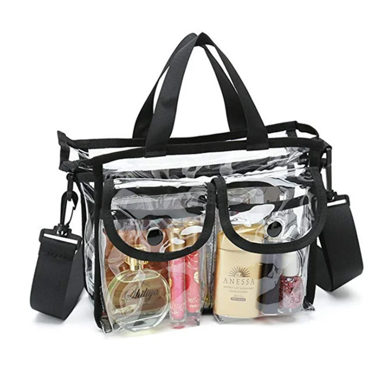 

Clear PVC Cosmetic Tote Bags With Removable Adjustable Shoulder Strap