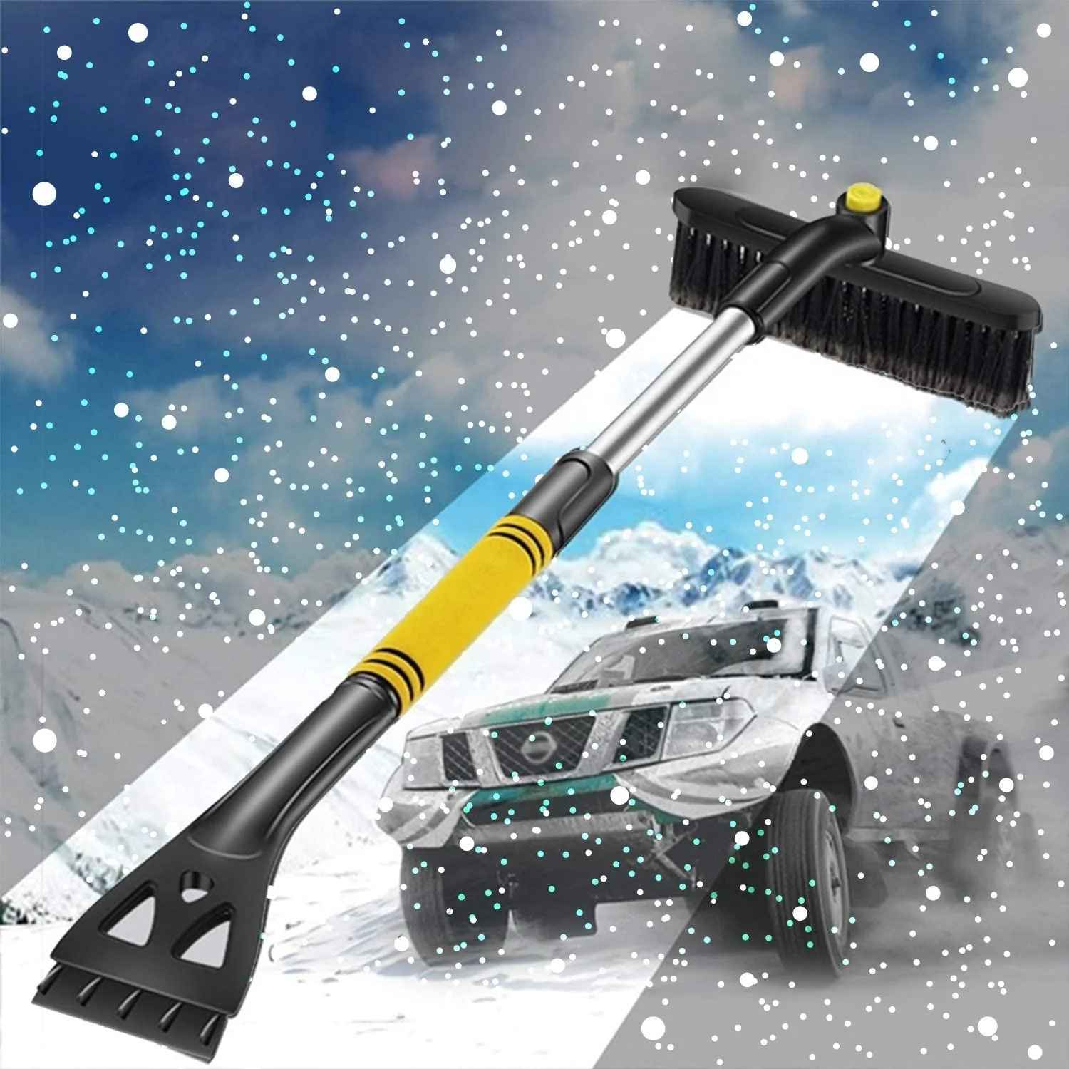 

Auto Snow Scraper Snow Shovel Vehicles Snow Broom 2-in-1 Car Ice Scraper Multi-functional Portable Ice Scraper