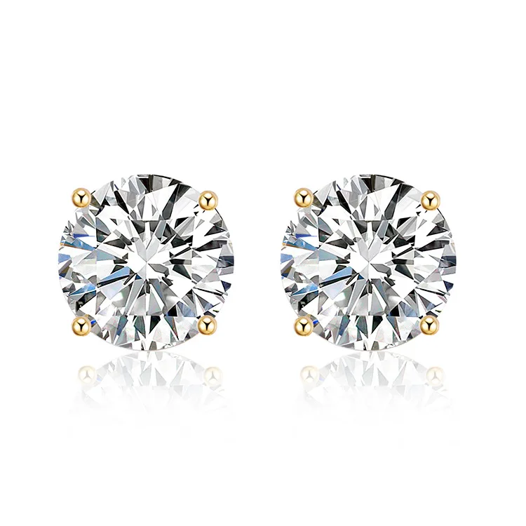 

Charare trendy large round zircon stud earrings women accessories, Silver,yellow