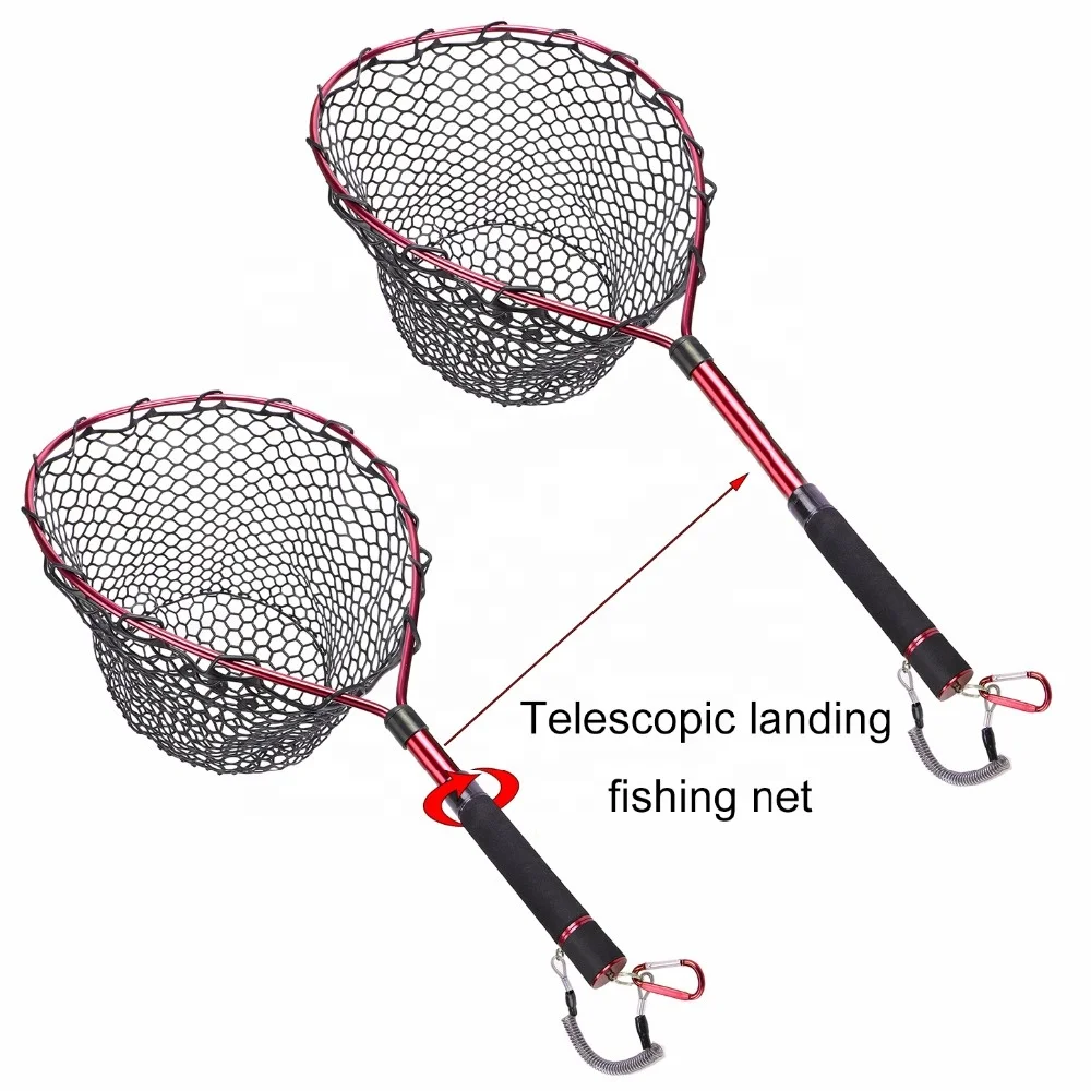 

ShareShark Telescopic Fly Fishing Landing Net Of Aluminum Alloy Frame ,Small Rubber Mesh Magnetic Clip Lan fishing netyard, 3 colors