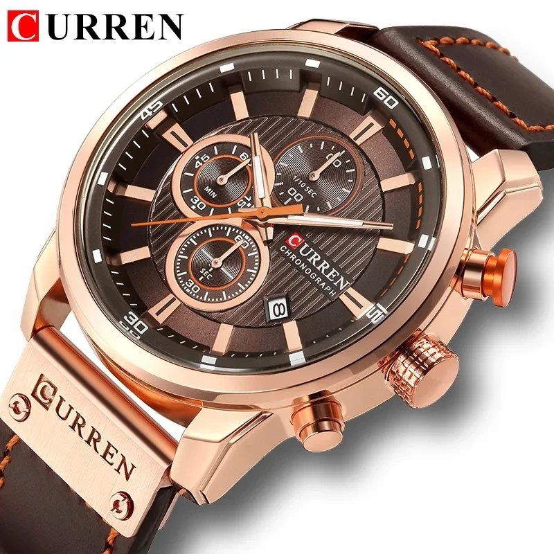CURREN 8291 Fashion Quartz Watches Analog Digital Watch Leather Men Watch Casual Sport Waterproof Mens Wristwatch Relojes Hombre