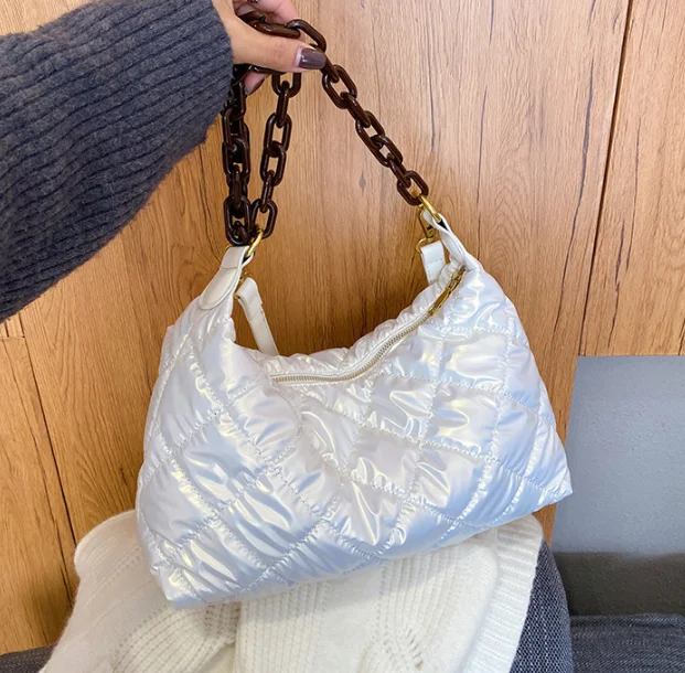 

Hot Sale Vintage Customized Rhombic Wholesale Designer Fashion Crossbody Bag Casual Black Space Cotton Down Luxury Hobo Purse, Customizable