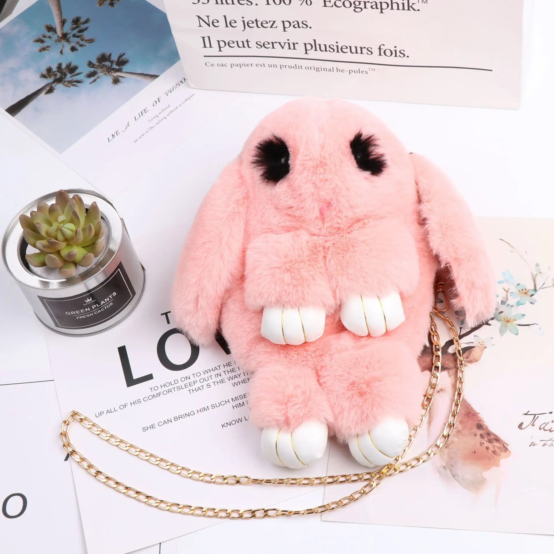 

Wholesale Kids Cartoon Bag Stuffed Animal Fluffy Bunny Plush Toy Bag Kids Bags Cute Handbag Purse, As photo