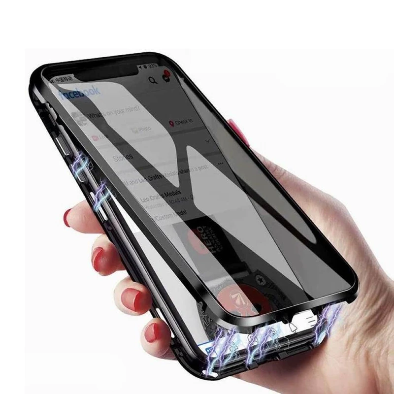 

360 Full Body Case,Clear Double Sided Tempered Glass Magnetic Adsorption Metal Bumper Protection Privacy Cover for iPhone 12 pro