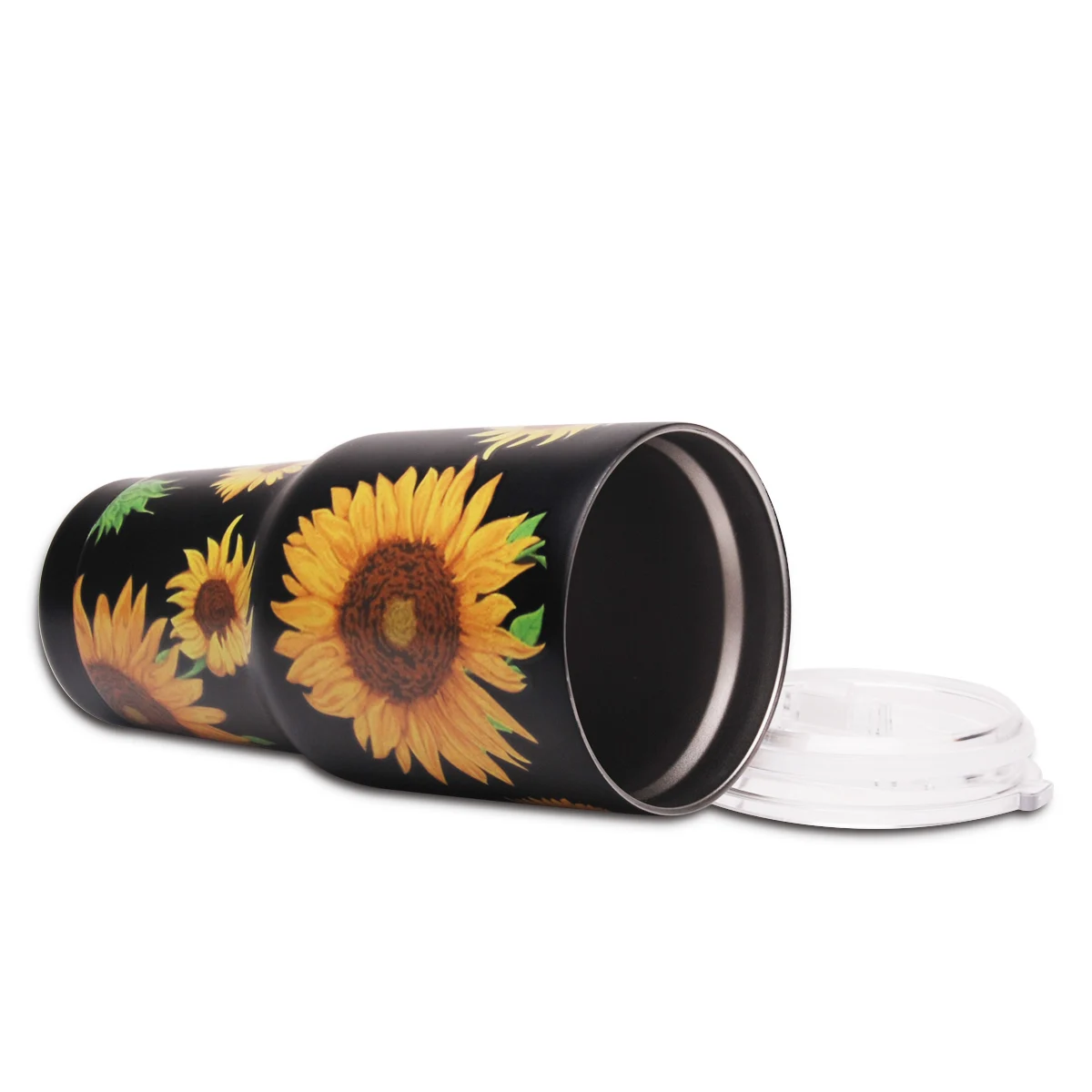 

30oz Stainless Steel Black Sunflower Tumblers Water Wine Tumbler Cups Coffee Mug Bottle Tumbler with Slide Lid DOM113-1175