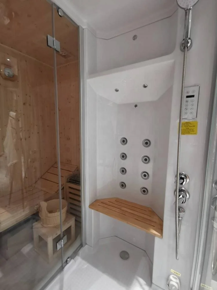 
sauna and steam combined room spa shower & sauna with tempered glass shower door 