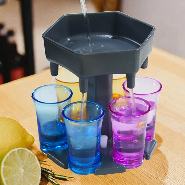 

A2990 6 Holes Glass Hexagon Holder Aerator Bar Tools Liquid Water Divider Cocktail Dispenser Party Wine 6 Shot Glass Dispenser