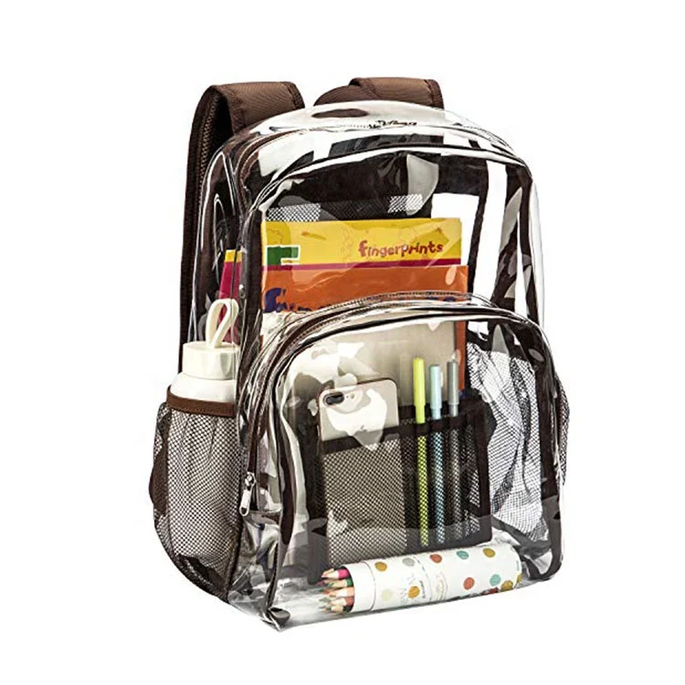 

2021 Hot Sale Factory Wholesale Heavy Duty Kids School Bag Durable Transparent Clear Pvc Backpack, Red,pink,black.purple,blue,orange