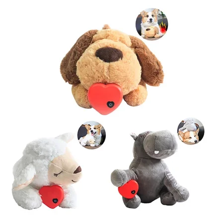 

Plush Heartbeat Puppy Behavioral Training Toy Plush Pet Anxiety Relief Sleep Aid Doll Durable Dog Chew Toys