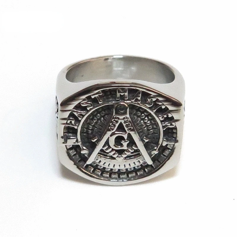 

2022 Trendy AG Freemasonry Titanium Steel Ring English Retro Personality Men's Jewelry Church Ring
