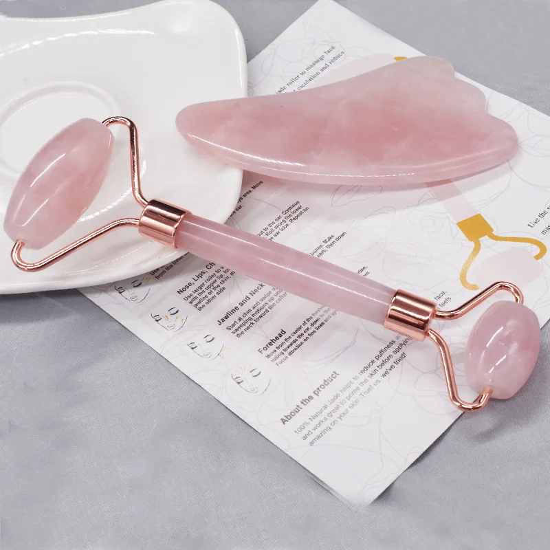 

Factory Wholesale Private Label Skin Care Natural Rose Quartz Facial Roller Pink Jade Roller For Face And Eye Puffiness Wrinkle