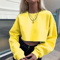

2020 Women Solid Color Custom Crop Top Sweatshirt Wholesale
