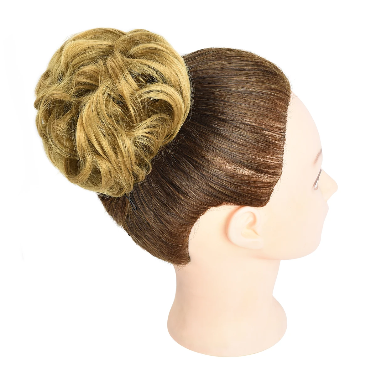 

Free shipping curly chignon hair pieces bun, donut bun large hair bun extensions, hair bun for women, Natural color