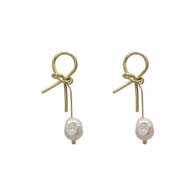 

New stylish Most popular fresh pearl earring nylon material polyester material, Golden