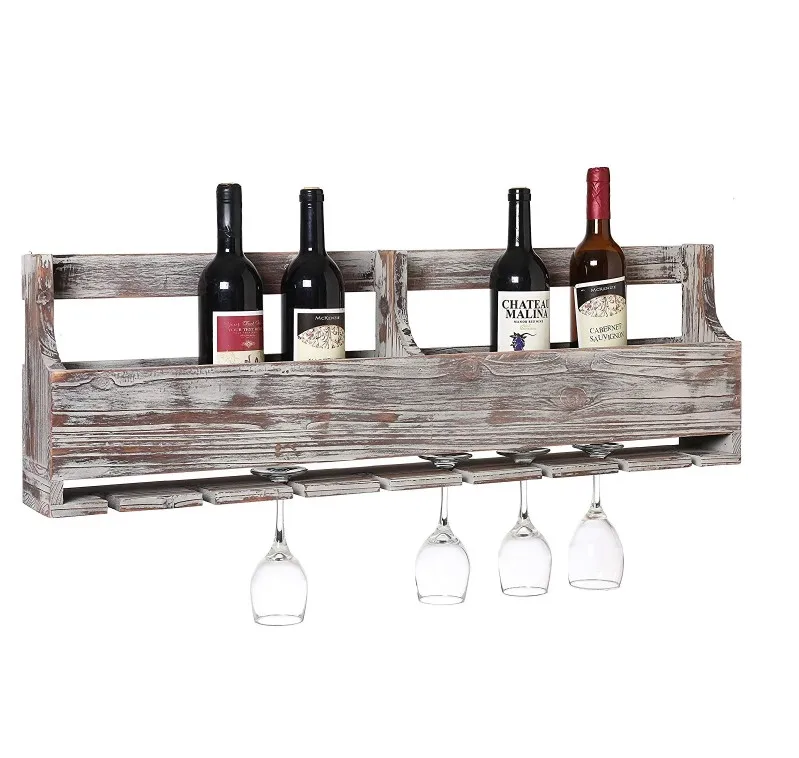 

2020 New Grey Barnwood Wall- Mounted Floating Shelf Goblet on the wall