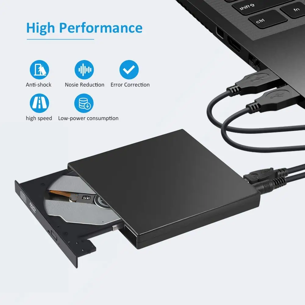 
Raycue USB 2.0 Portable Drive Rewriter Slim External CD DVD Player 