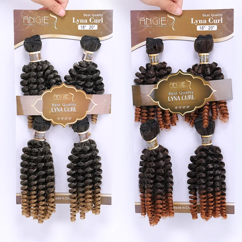 

AIFANLIDE synthetic curly hair funmi curly ombre bundles cheap price Human hair feeling Protein fiber hair, Ombre color