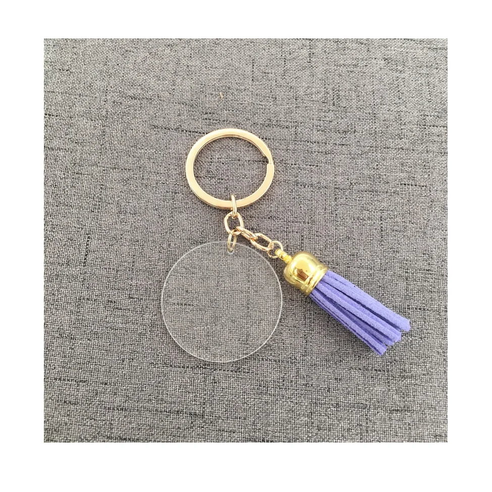 

Blank Disc Acrylic Tassel Monogram Keychain, As image