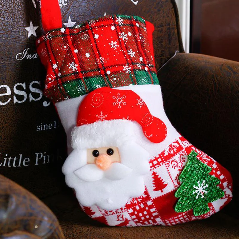 
2020 New Arrivals Christmas Sock Gift Bags Party Candy Bags Santa Claus Snowman Tree Stocking Festival Xmas Decoration 