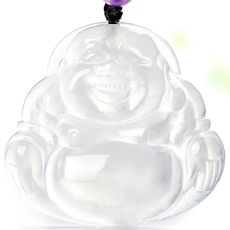 

Certified Grade A Customize Natural Charm White Jade Ice Buddha Pendant