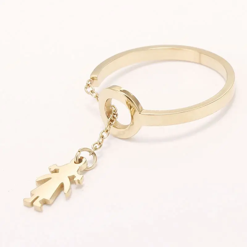 

Simple Design Women's Unique Jewelry Gold Plated Stainless Steel Ring With Boys