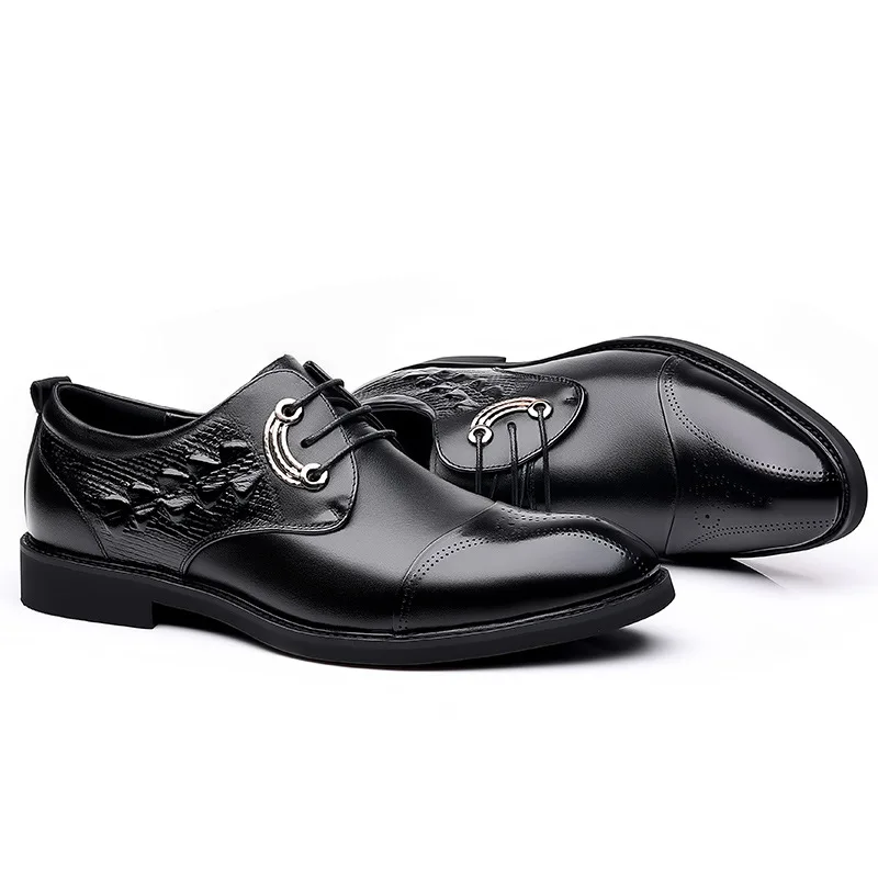 

2021 new hot sale British high-end leather shoes men's pointed toe business dress shoes, Picture