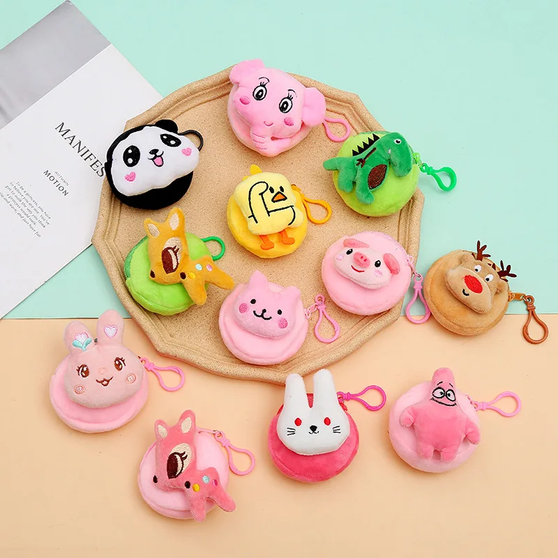 

Professional PU PVC Wallets Supplier Ladies Mini Wallet Cartoon Animal Coin Purse Plush Earphone Storage Bag Round Coin Purse