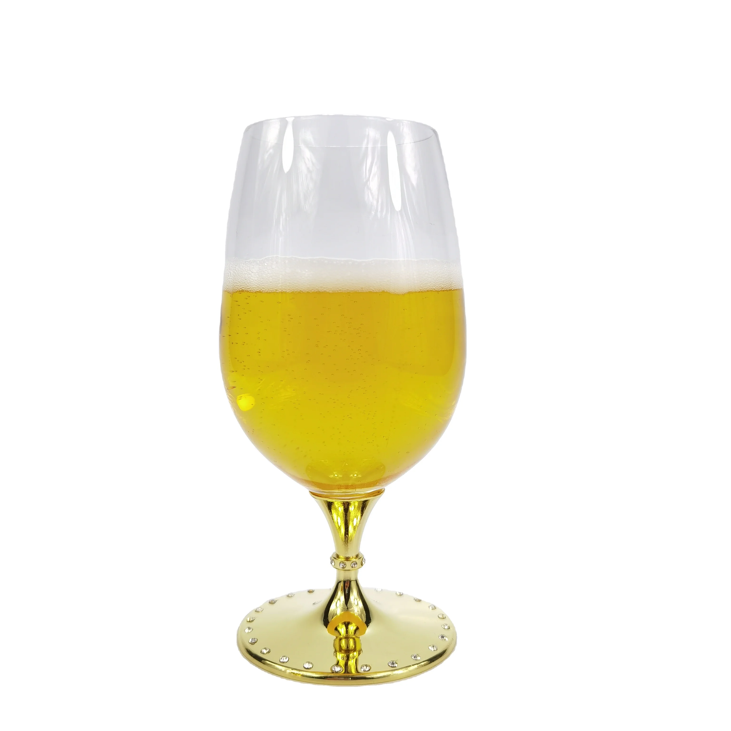 

430ML Lead-free Crystal White Diamond Sublimation With Boxes Blank Glass For Wedding Couples Beer Mug, Golden